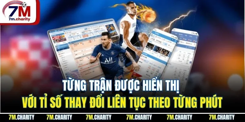 Từng trận được hiển thị với tỉ số thay đổi liên tục theo từng phút